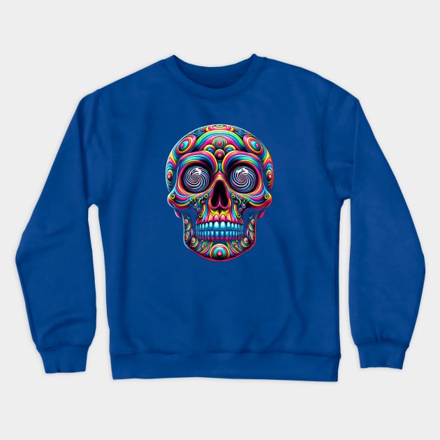 trippy rave skull Crewneck Sweatshirt by Ekim Ts